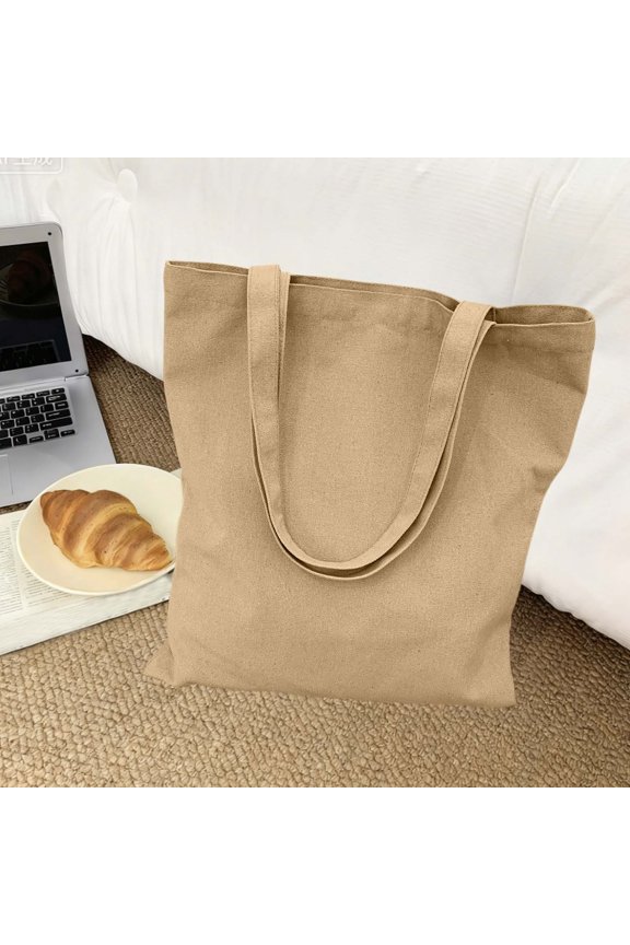 Womens Khaki Canvas Tote Bag Heavy Duty Reusable Shopping Shoulder Tote Solid Color Large Beach Work Grocery Bag,Size Free Size