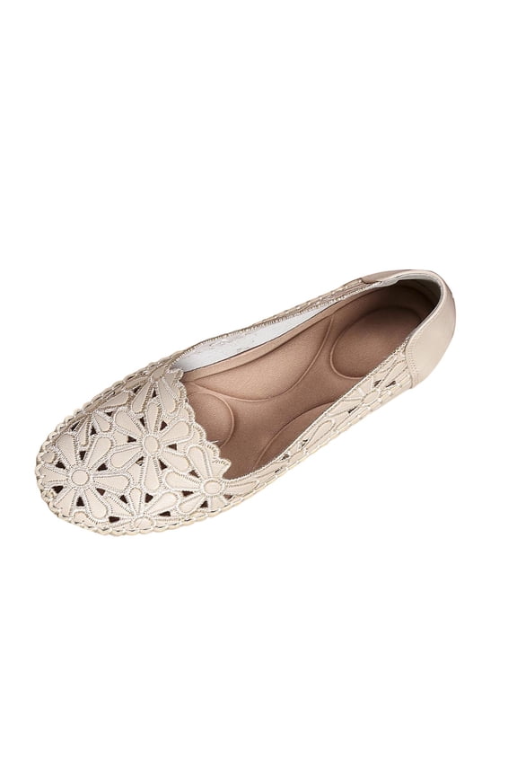 Womens Khaki Vegan Faux Leather Laser Cut Loafers – Comfortable Slip On Flats Breathable Casual Shoes,Size 8.5