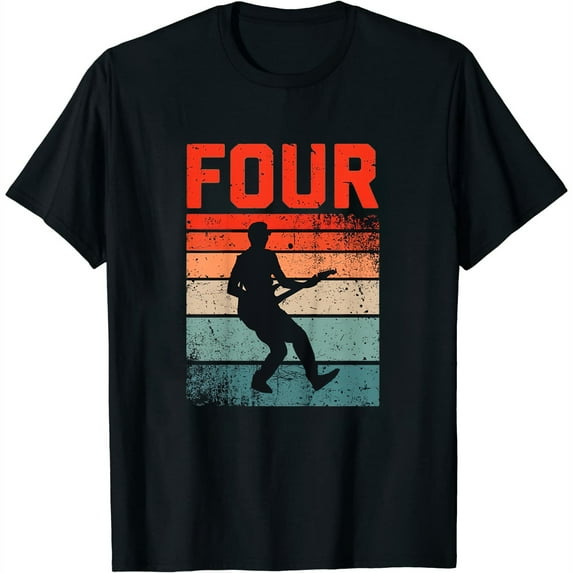 Womens Kids 4 Year Old Shirt 4Th Birthday Boy Guitar Player Guitarist T-Shirt Black 4X-Large