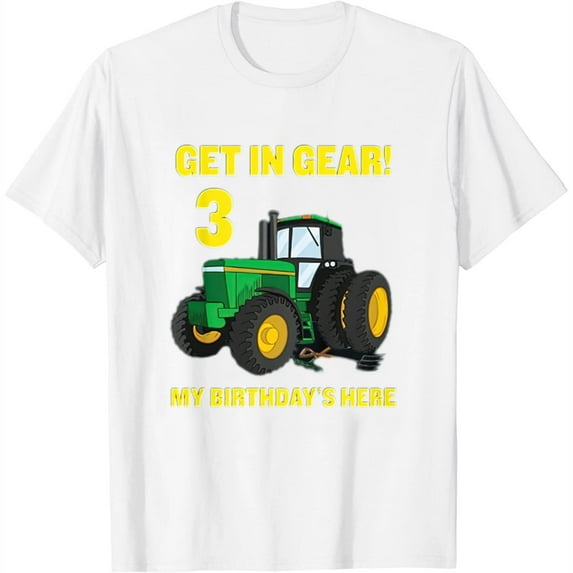 Womens Kids Birthday Gift T-Shirt For 3 Year Old Tractor Toys Boys White 2X-Large