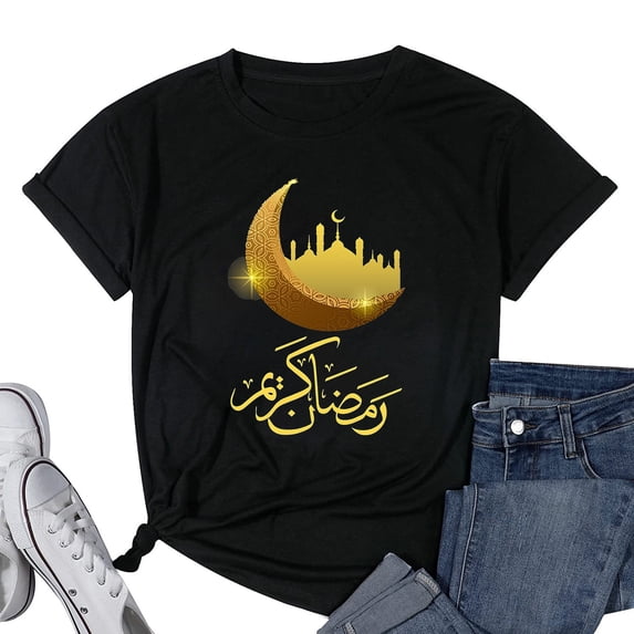 Womens Kids Kids Ramadan Kareem Tshirt for Kids Youth Ramadan Month Short Sleeve T-Shirt Black 3X-Large