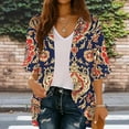 thumbnail image 1 of Womens Kimono Beach Cover Up Cardigan Floral Printed Tops Loose 3/4 Sleeve Lightweight Capes Coffee M, 1 of 7