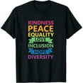 thumbnail image 1 of Womens Kindness Peace Equality Lgbtq Rights Rainbow Pride Month T-Shirt Black 2X-Large, 1 of 5