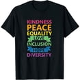 thumbnail image 1 of Womens Kindness Peace Equality Lgbtq Rights Rainbow Pride Month T-Shirt Black Large, 1 of 5