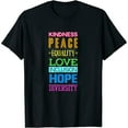 thumbnail image 1 of Womens Kindness Peace Equality Love Inclusion Hope Diversity T-Shirt Black Small, 1 of 5