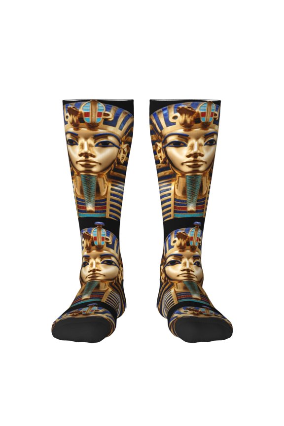 Womens King Pharaoh Tutankhamun Egypt Tut Egyptian Knee High Socks Comfy Thermal Boot Long Socks
