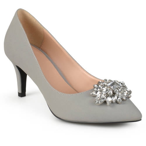 Womens Kitten Heel Jewel Cluster Pointed Toe Classic Pumps - Walmart.com