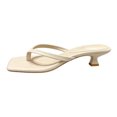 thumbnail image 1 of Womens Kitten Heel Sandals Combine Square Toe Styling With Thong Straps And Slip On Design For Beach Vacation Summer Outfits, 1 of 9