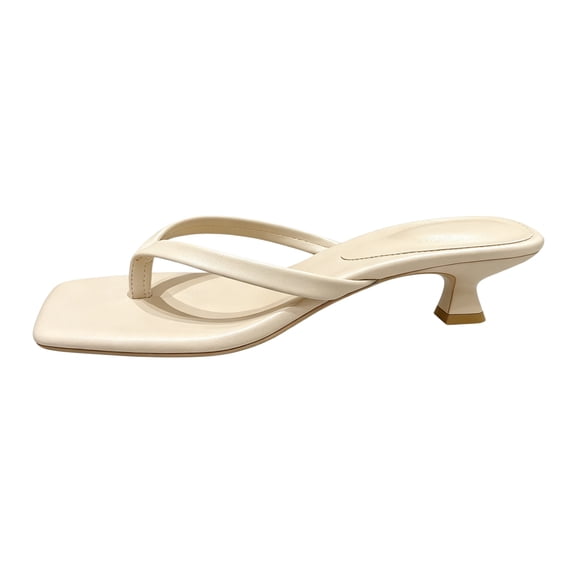 Womens Kitten Heel Sandals Combine Square Toe Styling With Thong Straps And Slip On Design For Beach Vacation Summer Outfits