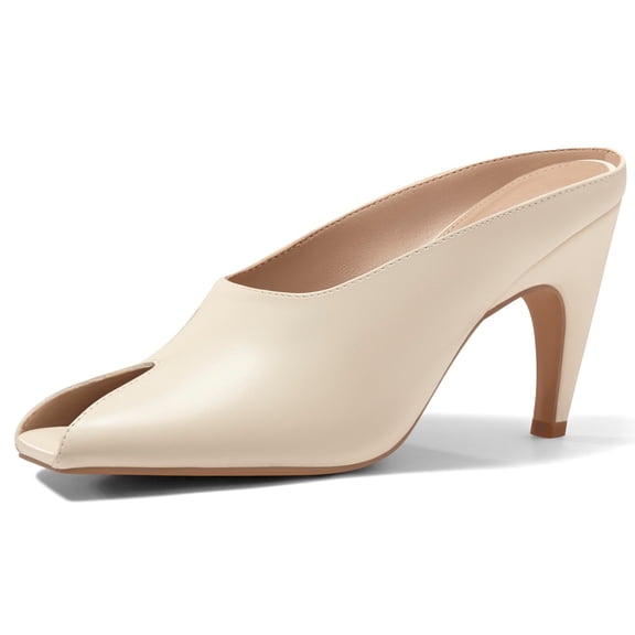 Womens Kitten Heels Mules Open Peep Toe Slide Sandals Slip On Summer Dress Shoes