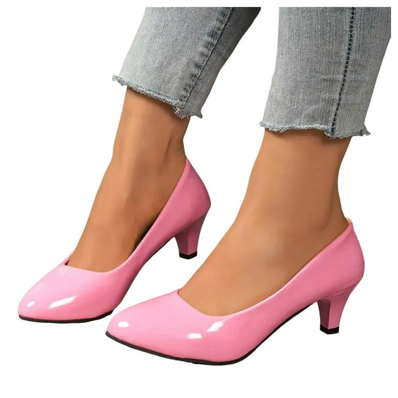 Womens Kitten High Heels Dress Shoes for Ladies 2025 Glitter Leather Pointed Toe Formal Business Work Pumps