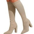 thumbnail image 1 of Womens Knee High Boots 2025 Fashion Knit Slip on Socks Pointed Toe High Heeled Winter Fall Tall Dress Boots, 1 of 7