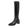 thumbnail image 1 of Womens Knee High Boots Wide Calf Square Toe Kitten Low Heel Crocodile Boots Pull On Tall Boots Below Knee Long Dress Boots Pointed Toe Stiletto Heel High Heel Side Zipper Large Size Knee High Boots, 1 of 7