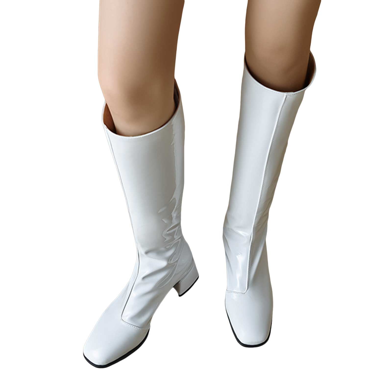 Womens Knee High Boots with Back Zipper 2025 Winter Fall Patent Leather — free download