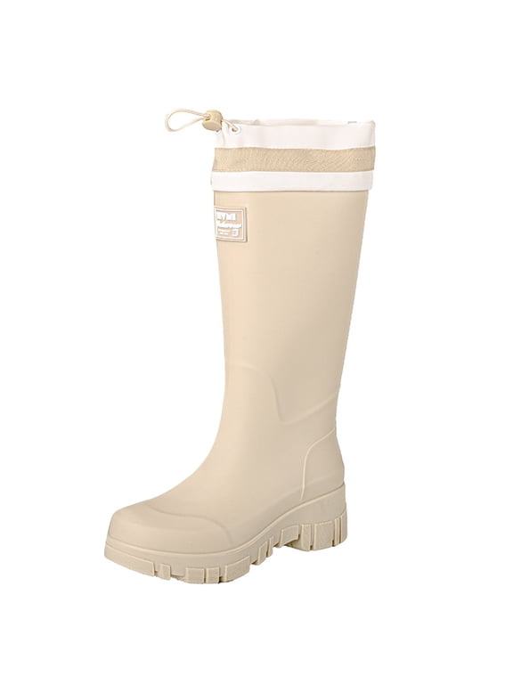 Womens Knee High Rubber Rain Boots Waterproof Packable Tall Garden Rain Shoes Lightweight Mud Booties
