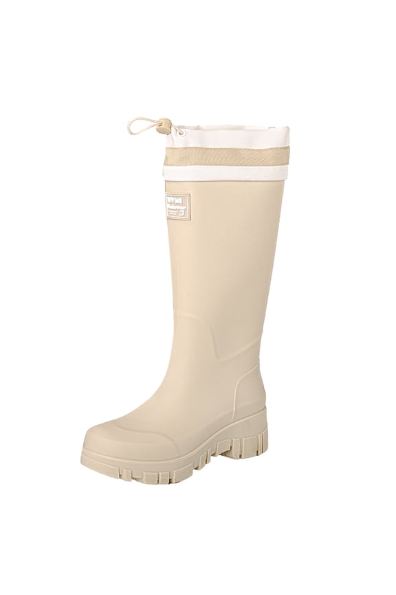 Womens Knee High Rubber Rain Boots Waterproof Packable Tall Garden Rain Shoes Lightweight Mud Booties