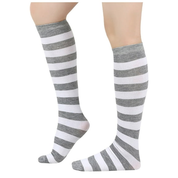 Womens Knee High Socks Ladies' Christmas Knit Striped Knee High Calf Socks Soft Comfort Winter Warm Indoor Home Socks Womens Winter Socks Clear One Size1 Pairs