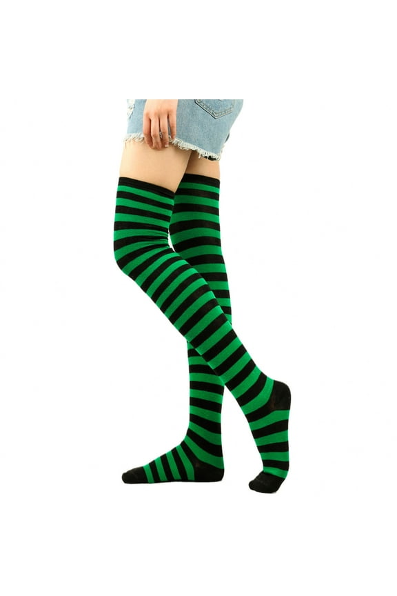 Womens Over Knee High Socks Women Striped Thigh Stockings For Halloween Leg Warmer Womens Fishnet Thigh High Stockings Knee High Stocking High Waist Tights 4 Stockings plus Size Car Outfits