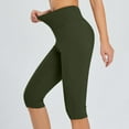 thumbnail image 1 of Womens Knee Length Leggings Yoga Workout Exercise Capris For Summer With Pockets Army Green XXL, 1 of 6