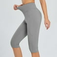 thumbnail image 1 of Womens Knee Length Leggings Yoga Workout Exercise Capris For Summer With Pockets Gray L, 1 of 6