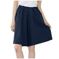 thumbnail image 1 of Womens Knee Length Shorts Wide Leg Long Elastic Bermuda Shorts Casual Linen Shorts for Women Culottes, 1 of 4