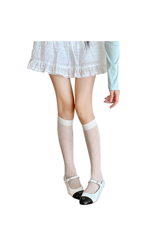 Womens Knee Stockings Florals Sheer Knee High Socks Sweet Cute Calf Socks Nylons Silk Stockings Tube Socks Gifts