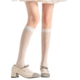 thumbnail image 1 of Womens Knee Stockings Florals Sheer Knee High Socks Sweet Cute Calf Socks Nylons Silk Stockings Tube Socks Gifts, 1 of 8
