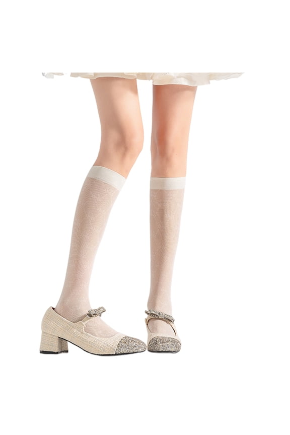 Womens Knee Stockings Florals Sheer Knee High Socks Sweet Cute Calf Socks Nylons Silk Stockings Tube Socks Gifts