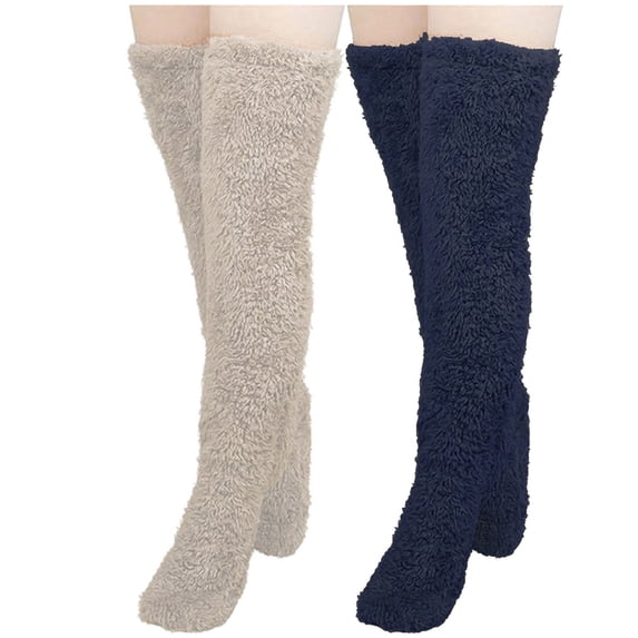 Womens Knee Thigh High Socks Fleece Warm Boot Socks High Boot Novelty Long Knit Stacked Sock
