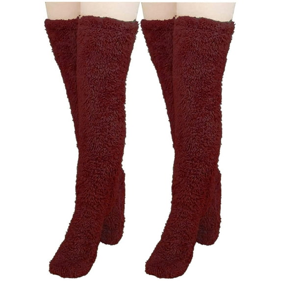 Womens Knee Thigh High Socks Fleece Warm Boot Socks High Boot Novelty Long Knit Stacked Sock