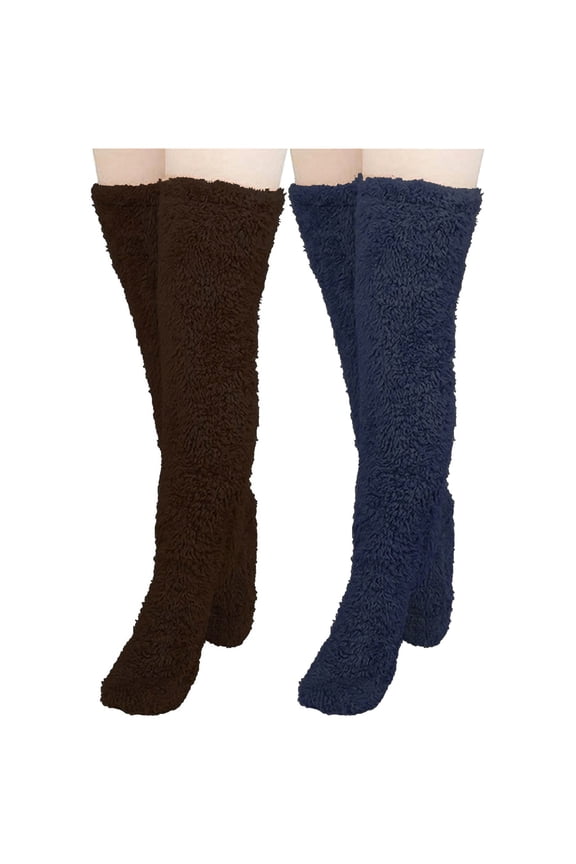 Womens Knee Thigh High Socks Fleece Warm Boot Socks High Boot Novelty Long Knit Stacked Sock
