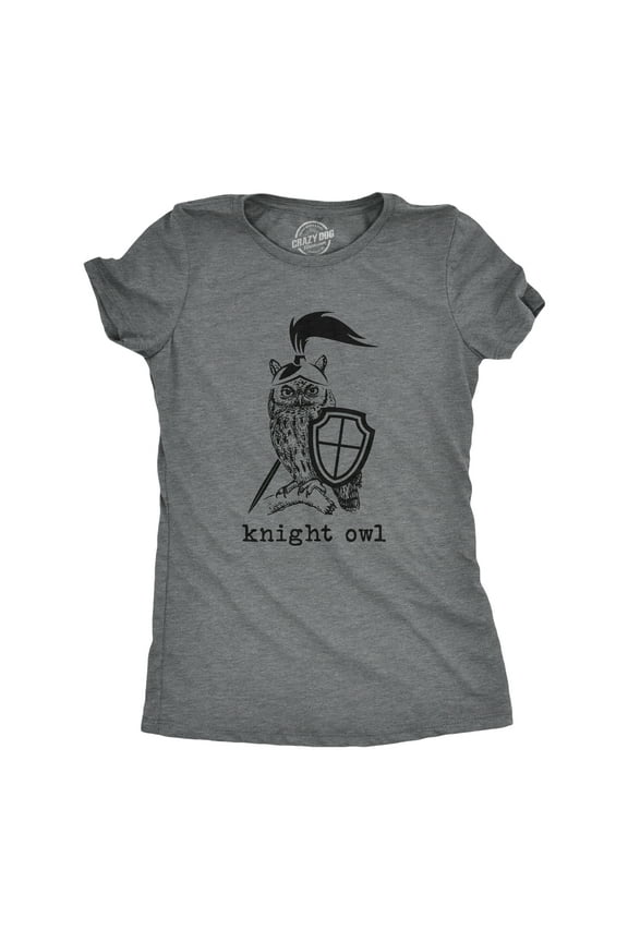 Womens Knight Owl T Shirt Funny Sarcastic Armored Sword Shield Bird Graphic Tee for Ladies Womens Graphic Tees