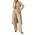 thumbnail image 1 of Womens Knit 3 Piece Sets Long Cardigan Neck Sweaters Wide Leg Pants Coordinated Outfit Fall Winter Business Casual Travel Outfits, 1 of 4