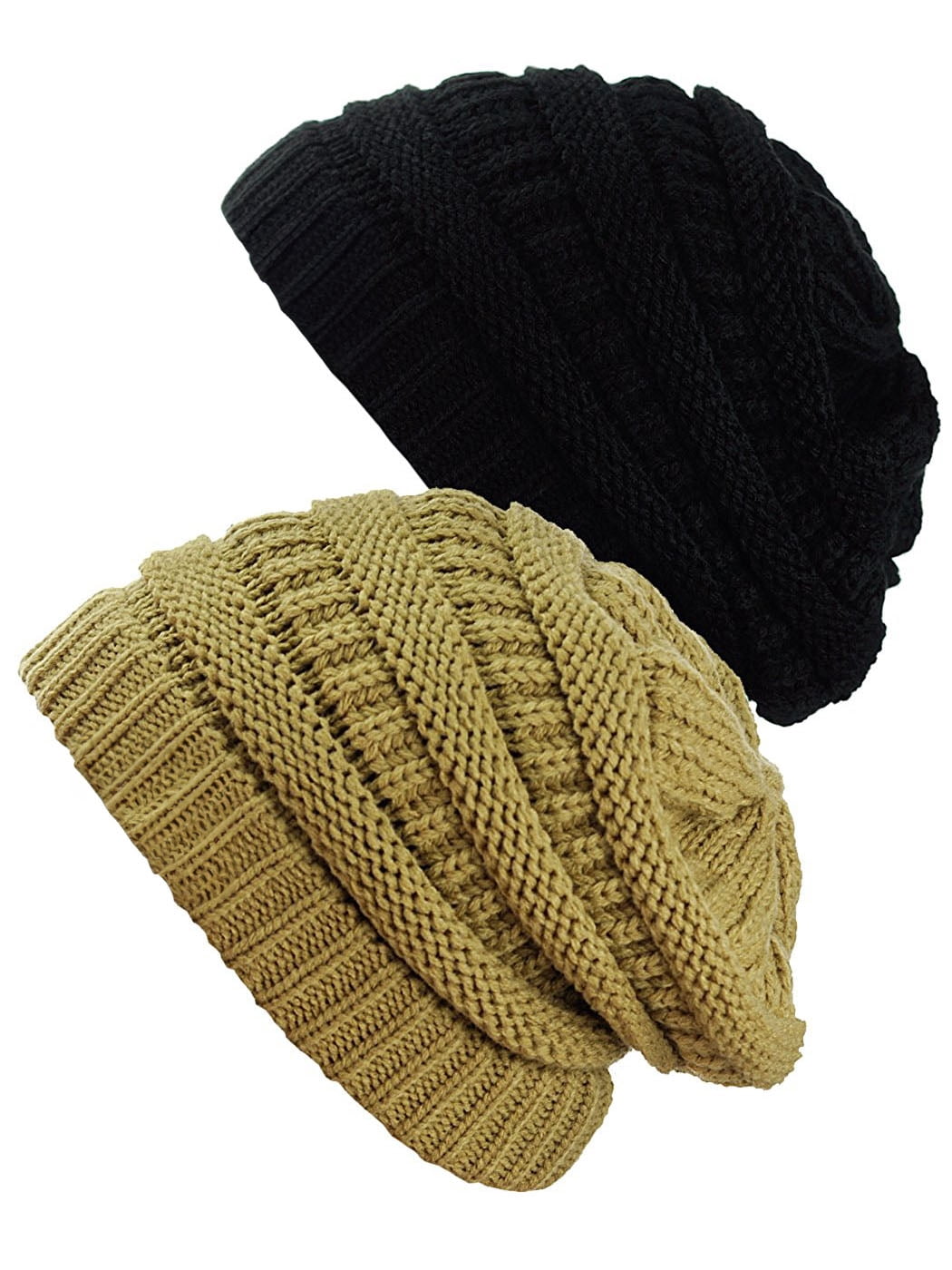 Knit Beanie Hat Unisex Acrylic 2Pack Black Camel Comfortable Warm Hat Scorpion Canvas | Camel Cuff Beanie — Goldwater Brewing Co main image 4