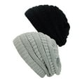thumbnail image 1 of Womens Knit Beanie Cap Hat (2 PACK), Black/Natural Gray, 1 of 1