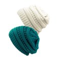 thumbnail image 1 of Womens Knit Beanie Cap Hat (2 PACK), Teal/Ivory, 1 of 1