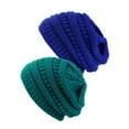 thumbnail image 1 of Womens Knit Beanie Cap Hat (2 PACK), Teal/Royal, 1 of 1