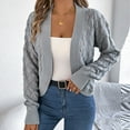 thumbnail image 1 of Womens Knit Cardigan Hollow Lantern Long Sleeve Fall Winter Solid Color Sweater Coat Gray L, 1 of 6