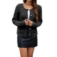 thumbnail image 1 of Womens Knit Cardigan Sweaters Fall Fashion Long Sleeve Open Front Down Casual Jacket Winter Clothes Black Little S, 1 of 7