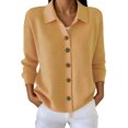 thumbnail image 1 of Womens Knit Casual Sweater Long Sleeve Button Down Open Front Soft Lightweight Cardigan Yellow XL, 1 of 5