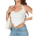 thumbnail image 1 of Womens Knit Halter Tank Top 2024 Cute Ribbed Trendy Sexy Backless Summer Basic Crop Tops, 1 of 5