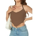 thumbnail image 1 of Womens Knit Halter Tank Top 2024 Cute Ribbed Trendy Sexy Backless Summer Basic Crop Tops, 1 of 5