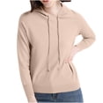 thumbnail image 1 of Womens Knit Hoodie Laides Lightweight Cashmere Sweat Top Solid Casual Long Sleeve Sweatshirt Sweatshirts Trendy Fleece Tunics Jacket Winter Autumn Clothes Sportswear, 1 of 7