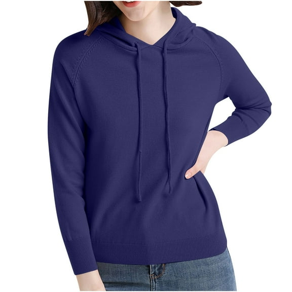 Womens Knit Hoodie Laides Lightweight Cashmere Sweat Top Solid Casual Long Sleeve Sweatshirt Sweatshirts Trendy Fleece Tunics Jacket Winter Autumn Clothes Sportswear