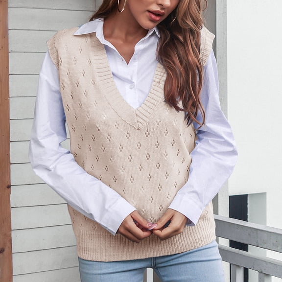 Womens Knit Long Sleeves Crop Sweater Loose Knitted Pullover Winter Sweater Vest Duster Women Wool Knit Cardigan Long Sweater Duster Cardigan for Women Open Front Long Sleeve Casual Fall Lightweight