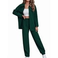 thumbnail image 1 of Womens Knit Lounge Set 2 Piece Loungewear Long Sleeve Button Jacket and Straight Pants Outfits Green S, 1 of 5
