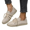 thumbnail image 1 of Womens Knit Low Top Fashion Sneakers Autumn Stretchy Lace up Slip on Walking Flats Casual Shoes, 1 of 7