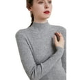 thumbnail image 1 of Womens Knit Mock Turtle Neck Wool Stretch Long Sleeve Pullover Sweater, 1 of 4