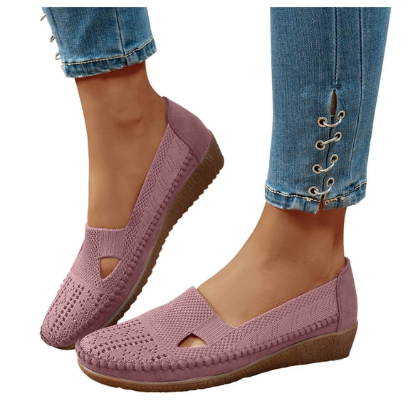 Womens Knit Orthopedic Wedges Slip on Loafers Fall Casual Walking Driving Non Slip Work Shoes