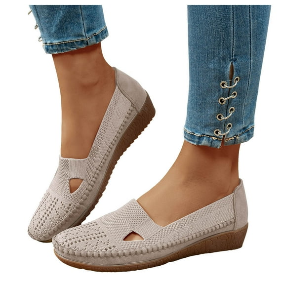 Womens Knit Orthopedic Wedges Slip on Loafers Fall Casual Walking Driving Non Slip Work Shoes